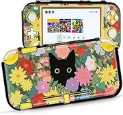 Phonebliss Black Cat for Nintendo Switch Lite Case Cute Girls Protector Accessories Cases Flowers Cartoon Girly Skin Shell Dockable Cover for Switch Lite 2019