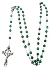 Irish J. C Walsh & Sons, Dublin, Ireland Striped Green Rosary G8120