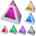 LED Digital Alarm Clock Pyramid Night Light Color Changing Desk Clock with Rooyj