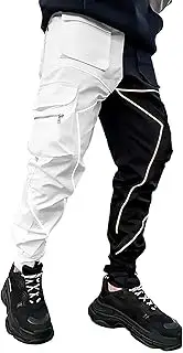 [BOOMLEMON] Men's Cargo Jogger Pants Reflective Technical Hip Hop Harem Pants Punk Streetwear Tactical Track Pants