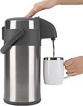 Olerd 4.0 Litre Pump Jugs Thermos Flasks Coffee Dispenser, Stainless Steel Double-Walled Pump Vacuum Insulated Jug with Pump Mechanism, Coffee Carafe, Jug for 24 Cups (Silver)