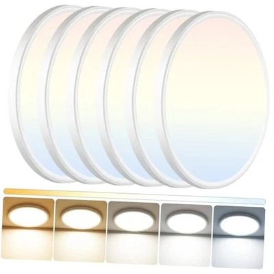 6Pack LED Flush Mount Ceiling Light: 12 inch Super Slim Dimmable & 5CCT (2700