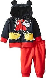 [Disney] Baby Boys' Mickey Mouse Applique 2 Piece Hoodie Set with Ears
