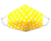Fabric Face Mask Cotton Reusable Washable Adult Handmade in USA Yellow Polka Dot