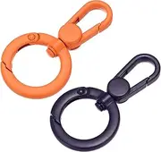 uxcell 2 Pcs Double Opening Snap Hooks Swivel Keychain Clasp Clips Metal Swivel Lobster Claw Clasp for Jewelry Making Crafts Backpack Bag Strap Phone Case, Orange/Purple