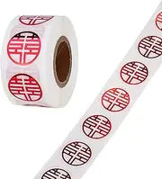 HannaFires 500PCS Chinese Wedding Double Happiness Stickers - Adhesive Mini Seals for Red Envelopes, Candy Boxes, Windows, Car Doors, Home Doors, Eggs, Apples, and Cups