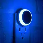 Blue LED Night Light, Plug In, Dusk to Dawn Smart Sensor, Small round Nightlight