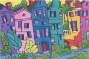 Needlepoint Handpainted Purple Palm The Row 8x12