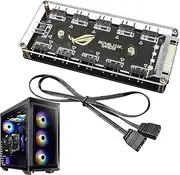 ARGB Hub Splitter, 3-Pin ARGB Splitter Extension Cable, 11 Port Addressable 5V PC ARGB Splitter Hub for PC Case, Fan Hub CPU Cooling Pochy
