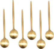 IMEEA 5.1inch Coffee Spoon Gold Espresso Spoons Demitasse Spoons Stainless Steel Mini Teaspoons for Sugar Dessert Cake, Set of 6