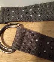 Women's Canvas Toggle Belt = Brown Studded w/ Rhinestones & Metal NWOT