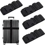 [Aymorder] 4 Pack Luggage Straps, 5CM*1.8M Adjustable Suitcase Straps, Keep Suitcase Secure Luggage Ties, Heavy Duty Travel Accessories Bag Straps, Quick-Release Strap for Business Trips Travel (BK)