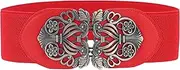 [uxcell] Retro Knot Woven Metal Interlocking Buckle Elastic Waist Cinch Belt Band