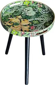 [Gesodant] Side Table Plastics Tray with Detachable Three Wooden 17.7 Inch Legs, Versatile Side Table with Tray Design, Perfect for Coffee, Tea, and Relaxation Time (Green Morris)