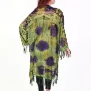 GREENS &PURPLE ARTDECO STEVIE NICKS STYLE VELVET MUCHA GYPSY BOHO DELUXE DUSTER