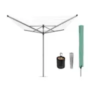 Brabantia Rotary Clothesline Lift-O-Matic with Ground Spike in Metallic Gray