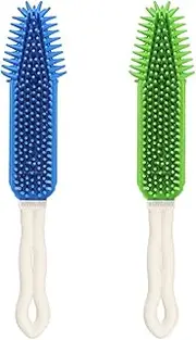 [2Pcs] Pet Hair Remove Brush - Best Car & Auto Detailing Tool, Portable Dogs Cats Hair & Lint Remover, Rubber Massage for Furniture, Carpet, Clothes, Leather (Blue and Green)