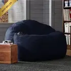 Giant Bean Bag Chair Cover No Filling Pouf Ottoman Lounge Chair 135CM Dark Blue