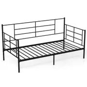 Giantex 2-in-1 Modern Sofa Bed w/Storage & Railings Metal Slat Support for Living Room