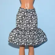 Genuine BARBIE Black & White Print Trumpet Style Skirt Bottom Fashion