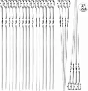 24Pcs Kabob Skewers, Flat Metal BBQ Barbecue Skewer 12" Long Stainless Steel Re