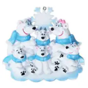 Polar Bear Family of 6 Personalized Christmas Ornament