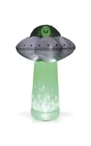 7' Lighted Inflatable Alien UFO w/ Inferno LED Tractor Beam Yard Halloween Decor