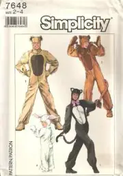 SIMPLICITY 7648 CHILD'S SIZE 2-4 ANIMAL COSTUMES SEWING PATTERN VINTAGE
