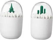 PLAFOPE Pp Multi-purpose Box Toothpick and Cotton Swab Storage Makeup Cotton Organizer in Christmas Tree Cactus Patterns 2 Pack