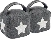 Nicola Spring 2 Piece Vintage Fabric Door Stop Set - Triangle - Decorative Interior Stoppers for Home, Office - Grey