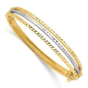 14K Solid Two Tone Gold Bangle Bracelet