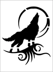 TRIBAL WOLF Stencil Moon Howling Wild Animal 8.5" x 11" Reusable Sheet S840