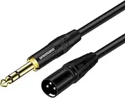 33 FT 6.35 mm 1/4 Inch TRS Male to XLR Male Audio Stereo Mic Cable - Gold Plated Mono 1/4 Inch Male to XLR Male Balanced Cable for Microphones, Speakers, Stage, DJ and More - Black