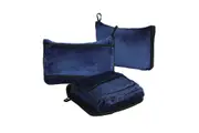 Soft Plush for Airplane Travel Size Blanket Throw Long Flight Essentials-Blue