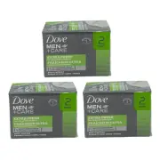 6 Bars (3 Packs of 2) Dove Men Care Extra Fresh Body Face Bar Soap 4 oz each