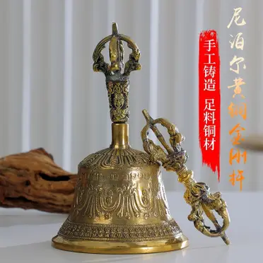 西藏密宗法器純銅手工鎏金五股鉞刀金剛杵降魔杵法器(9.3 折