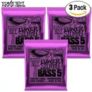 3-PACK Ernie Ball 2821 Power Slinky Nickel 5-String Electric Bass Strings 50-135
