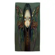 Dark Gothic Art the Winged Seer Creepy Winged Girl Microfiber Beach Towel
