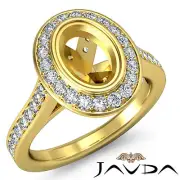 Oval Shape Semi Mount Halo Diamond Engagement VS1-VS2 Ring 18k Yellow Gold 0.5Ct