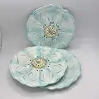 Lot of 3 Pier 1 Hand Painted Earthenware Cassidy Blue Floral Salad Plates