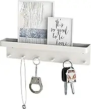 Key Holder Wall Mount,White Key Rack with Tray Key Organiser 6 Hooks,Suitable for Entrance Rooms and Corridors House Decor