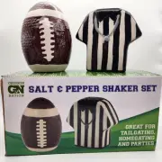 New Gridiron Nation NFL Superbowl Football & Referee Salt and Pepper Shakers Set