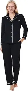 [Exemaba] Women Long Sleeve Pajama Set Modal Button Down 2-Piece Pjs Pants Sleepwear Lounge Set