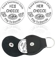 Funny Food Decision Coin, Decider Coin Steel Double Sided Coin with PU Leather Case | Food Decision Maker Pocket Hug Token Gift for Couples | Funny Couple Gifts Anniversary Presents for Boyfriend