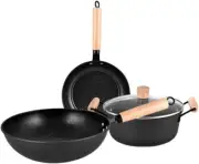 Maifan Stone Pots and Pans Set 3 Piece Nonstick Cookware Set Wok Frying Pan Sou