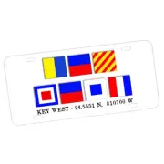 Key West Longitude Latitude Nautical Flags Aluminum License Plate Sign