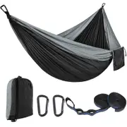 Nevenka Camping Portable Hammocks with 2 Tree Straps for Travel Beach Backyard-Gray/Black