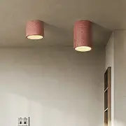 Modern Minimalist Concrete Ceiling Light Fixture Flush Mount LED Ceiling Lamp for Living Room, Bedroom, Hallway Wabi-Sabi Style Cement Cylinder Spotlight Warm
