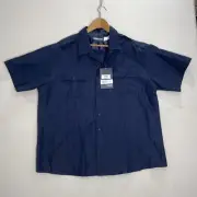 NEW BLAUER MENS 8610 S/S Uniform Zipper Front DARK NAVY 3XL (19-19.5 REG)