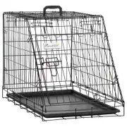 PawHut Metal Collapsible Car Dog Cage Crate Transport Folding Box Carrier Handle